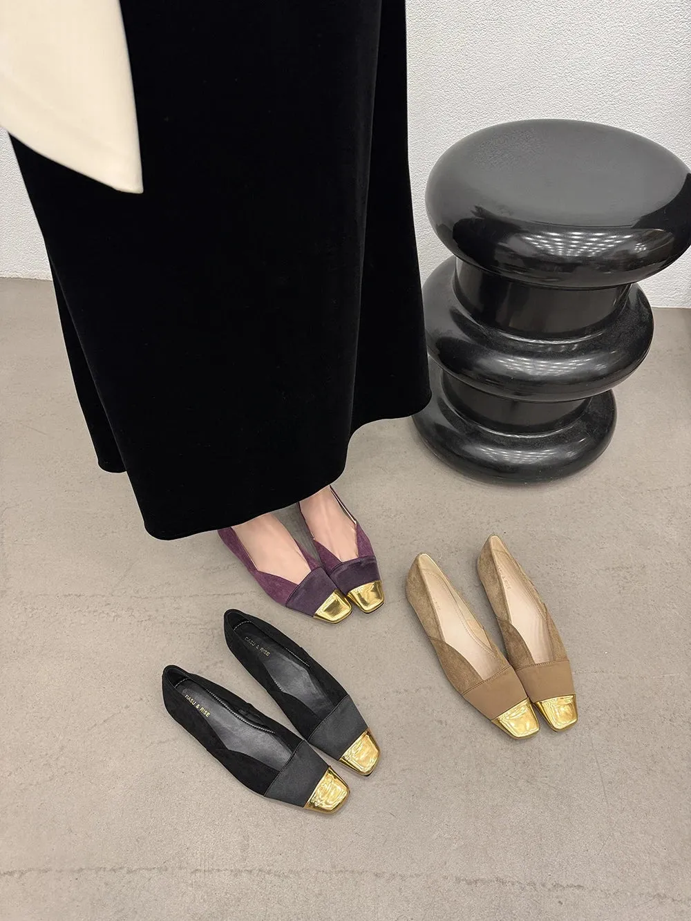 binfenxie  -  Fashion Women Loafers Mixed Color Suede Sexy Party Flat Low Heeled Black Beige Purple Dress Shoes Woman Casual Dress Size 35-39